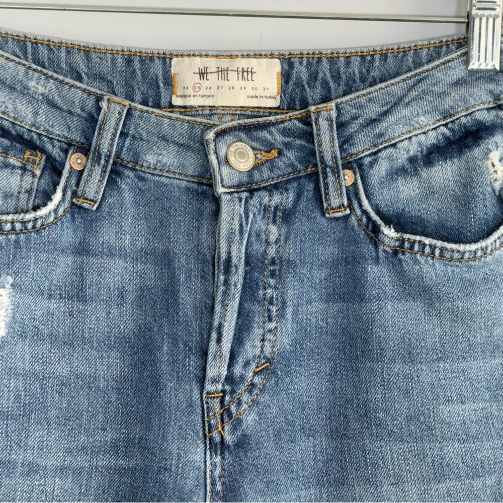 We The Free People Distressed Boho Patchwork Flare Bell Bottom Jeans 25 Boho - Picture 8 of 16